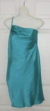 NEW YEARS!!~by: Nasty Gal~Ladies One Shoulder Turquoise Satin Mini Dress Size 10
