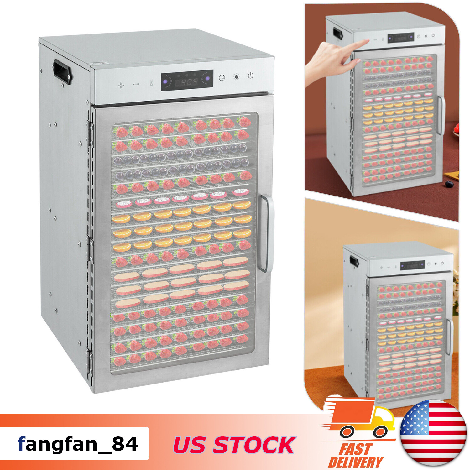 Commercial Dehydrator 18 Stainless Steel Trays Fruit Vegetable Food Dry Machine