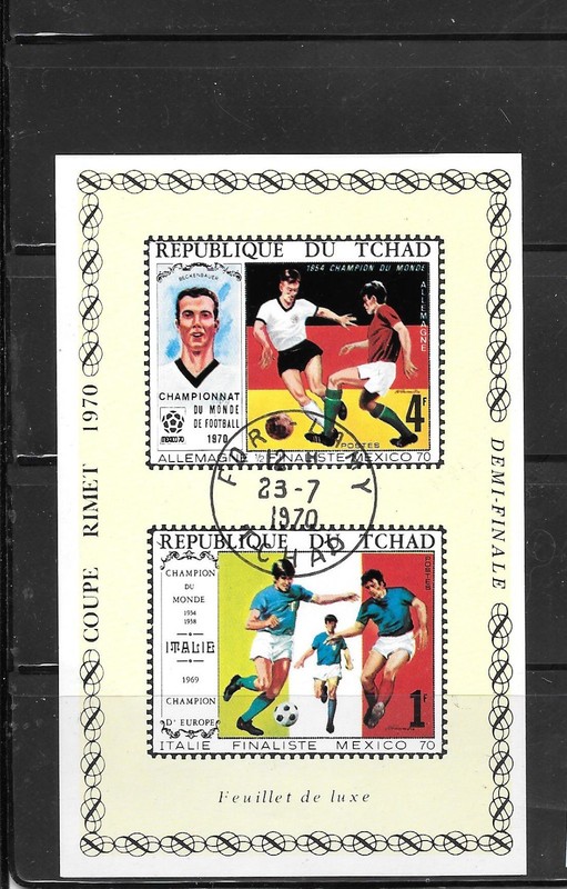 CHAD SC#C66C 1970  SOCCER CHAMPIONSHIP CTO USED SOUVENIR SHEET PICTORIAL STAMP