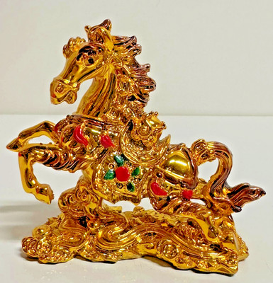 Goldenes Pferd / Glückspferd - Feng Shui Stil, Dekorativ -  Höhe: 12 cm