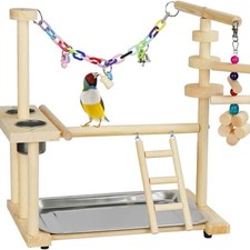 Bird Playground Feeder Station Perch Parrot Play Stand for Budgies Finch Macaw  