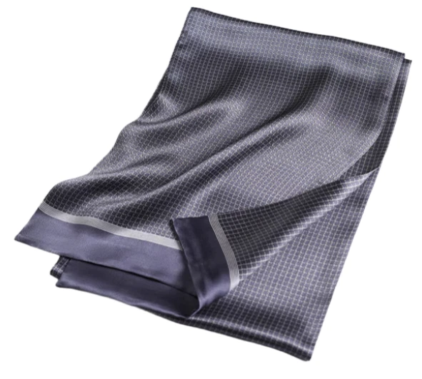 100% Seda Morera Hombres Mujeres Bufanda Pañuelo Envoltura Cuadros Gris MY220-8 Foto 4 de 4
