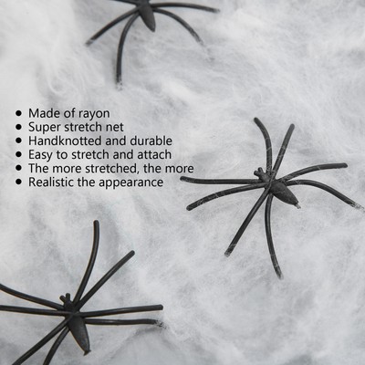 200g Halloween Stretch Spider Webs Indoor Outdoor Spooky Spider Cobwebs Mit EM9