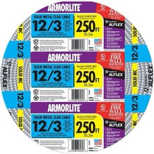 Southwire 250 Ft. 12/3 MC Armored Cable Electrical Wire - NEW