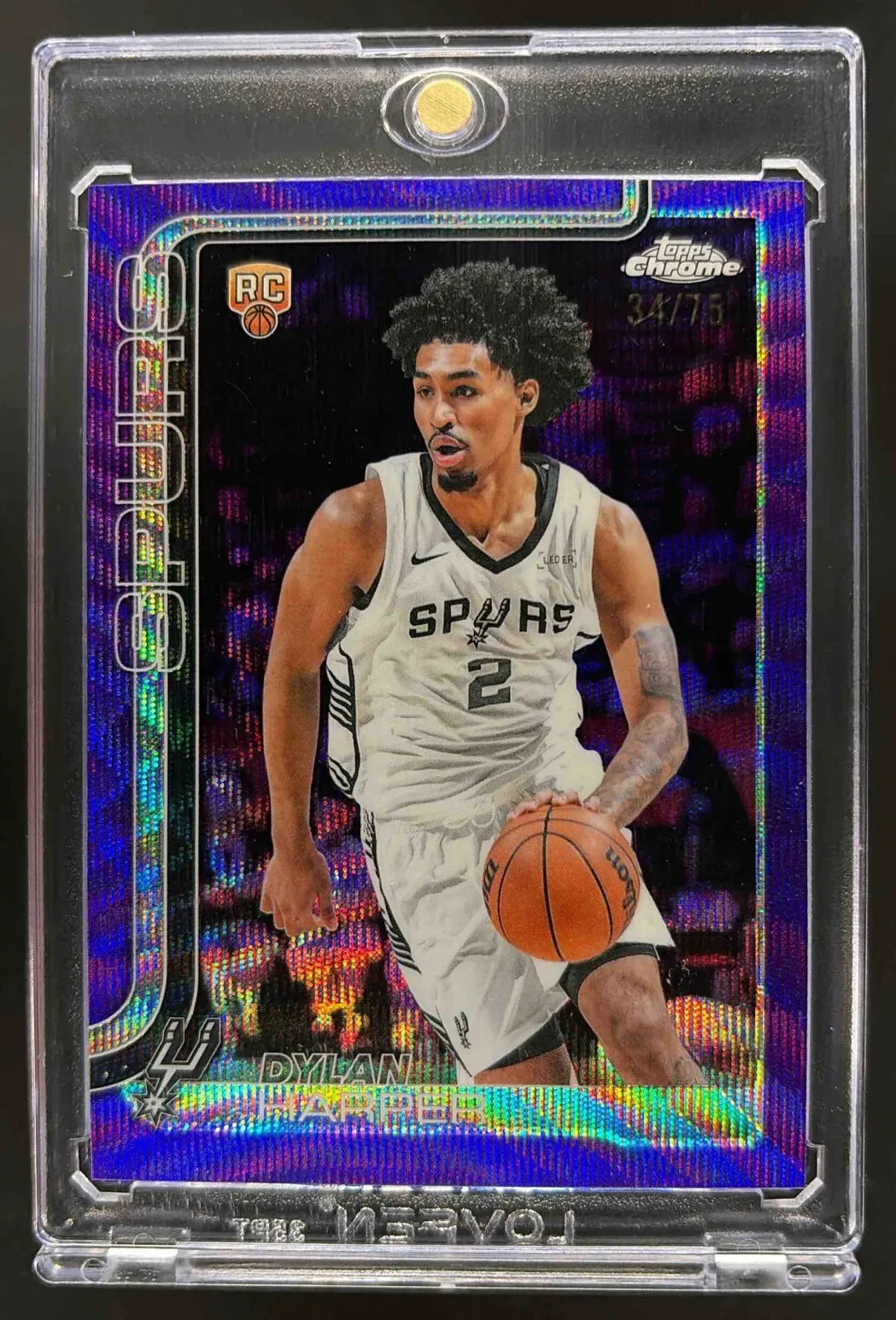 2025-26 Topps Chrome Dylan Harper #252 Purple Wave Refractor 34/75 RC