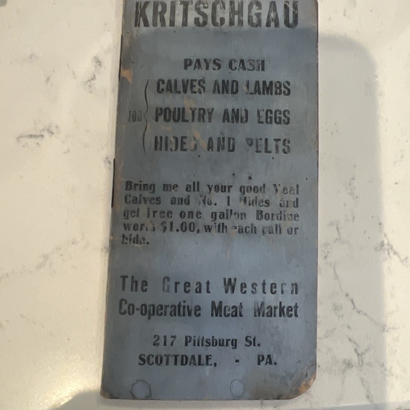 Vtg Kritschgau Meat Market Booklet 217 PITTSBURG ST, SCOTTDALE Pennsylvania ￼