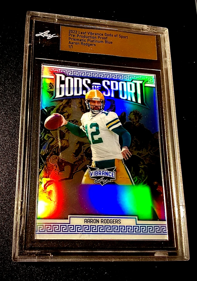 Aaron Rodgers 1/1 2022 Hoja Prismática Platino Azul Refractor SP 1 de 1 Steelers Foto 3 de 4