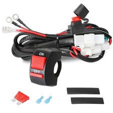Motorcycle LED Lights Wiring Harness Kit with Handlebar Switch 10A Fuse 1 Lead