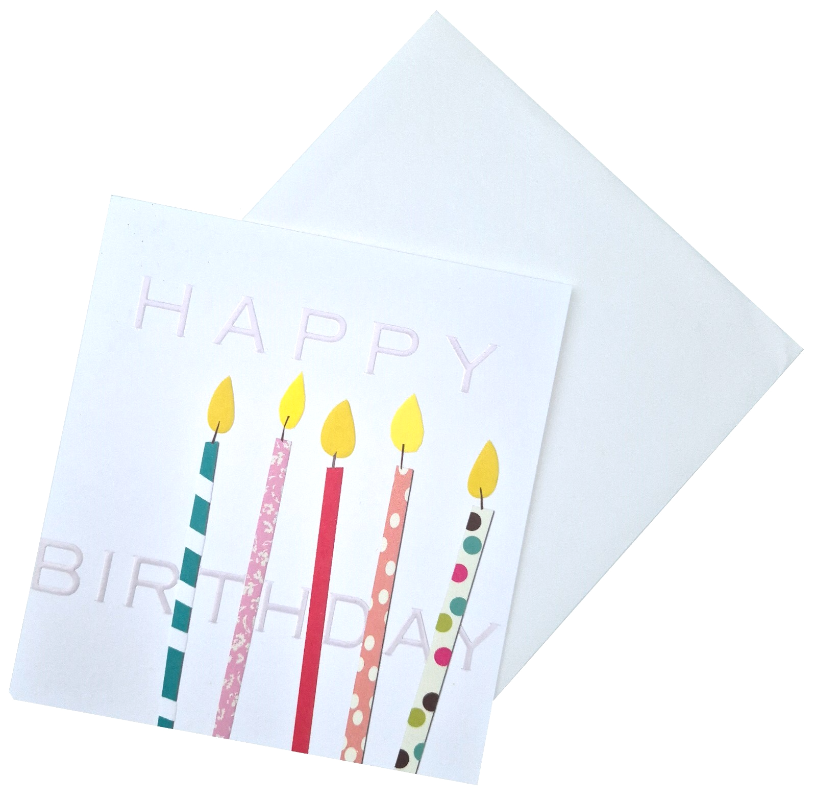 BIRTHDAY CARD 125 x 135mm Embossed Candles CAROLINE GARDNER Blank