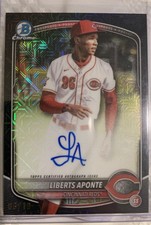 Liberts Aponte 2025 Bowman Chrome BMA-LA Black Refractor Auto Rc! #6/10 Reds 🔥