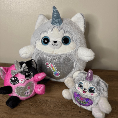 Lot of 3 Rainbocorns Puppycorn Rescue Gray Husky Dog Kittycorn Pink Black
