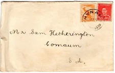 1942 Feb 2nd. Cover. Hynam to Comaum, SA.