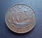Photo of a 1954 George V Half Penny from an eBay listing that sold on May 3, 2026