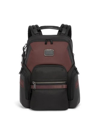 TUMI Backpack Alpha Bravo Navigation Black Burgundy Laptop Travel Business $575