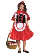 Disguise Girls Little Red Riding Hood Dress With Cape Costume Medium 7-8 