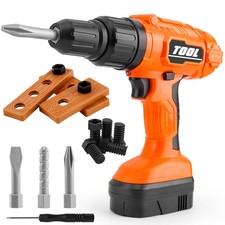 Kids Power Drill and Screw Set,Toy Electric Drill with 3 Interchangeable Dril...