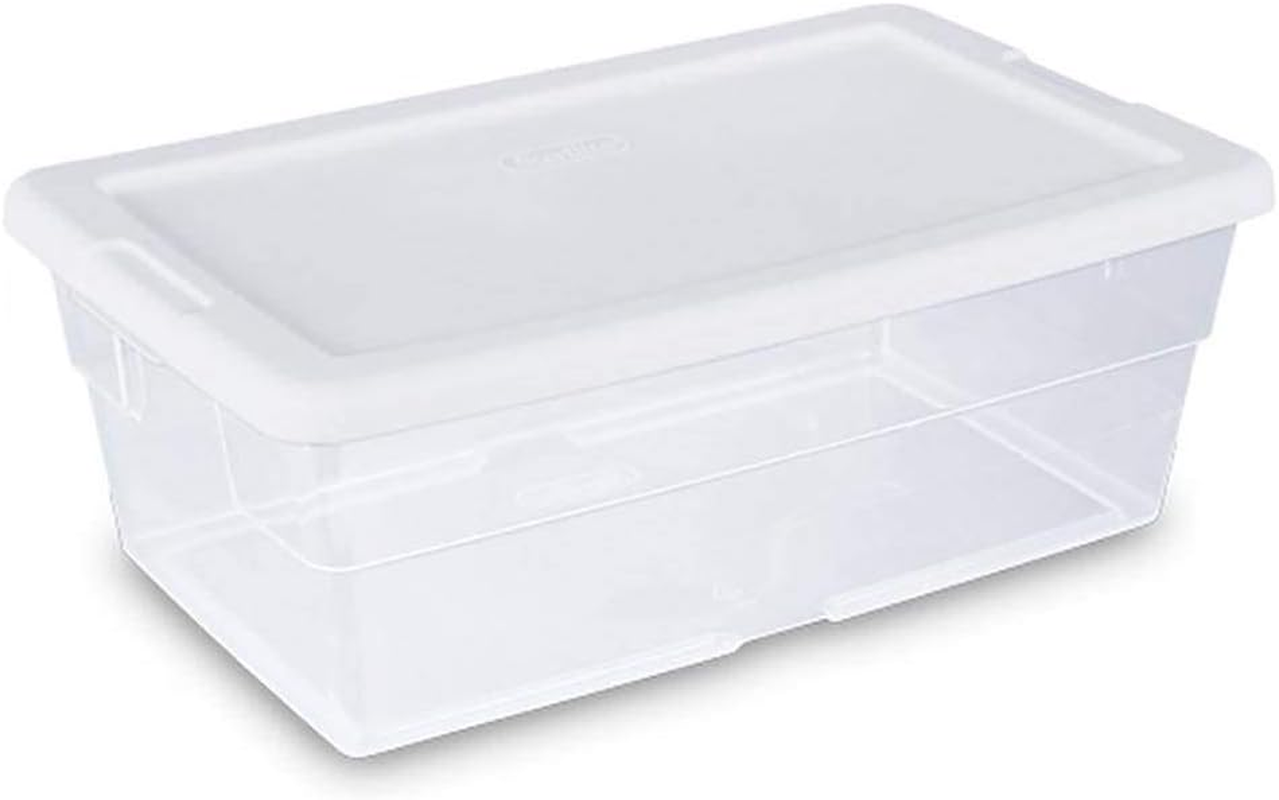 6 Qt Storage Box, Stackable Bin with Lid, Plastic Container to Organize Shoes an