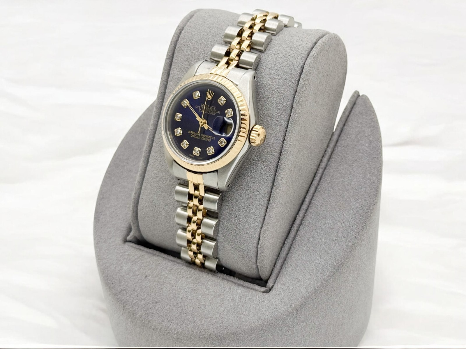 Rolex Ladies Datejust 69173 26mm Blue Diamond Dial 18k Yellow Gold Steel Jubilee image 3