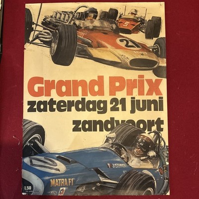 ORIGINAL 1970 ZANDVOORT DUTCH GRAND PRIX FORMULA 1 Poster. Rarest Jochen Rindt