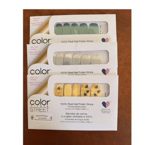 Color Street Nail Strips Glitter Bee Theme Green Silver Yellow Assorted