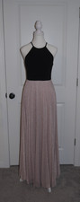 BETSY ADAM Women's Black Halter Pink Metallic Pleated Skirt Evening Dress SZ 4
