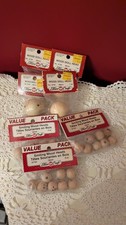 Lot of 7 Vintage Fibre Craft Wood Doll Heads 38mm  Smiling Face Beads 18mm NOS