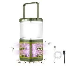 Bug Zapper Outdoor, 2-in-1 Portable Mosquito Killer with Lamp, Solar and USB-...