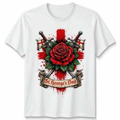 St Georges Day Kostüm Idee Englische Flagge Rose Unisex Tshirt