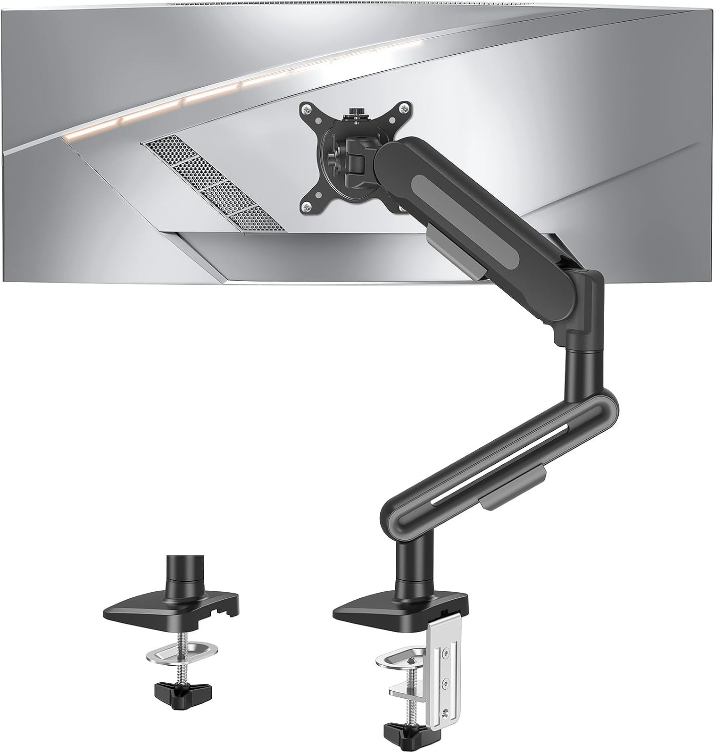 Single Monitor Arm Gas Spring Desk Mount 13-34"" Up to 12kg VESA 75/100 Silver