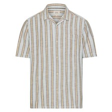 Camel active Herren Hemd kurzarm Regular Fit gelb blau gestreift 7S78 409278 43 