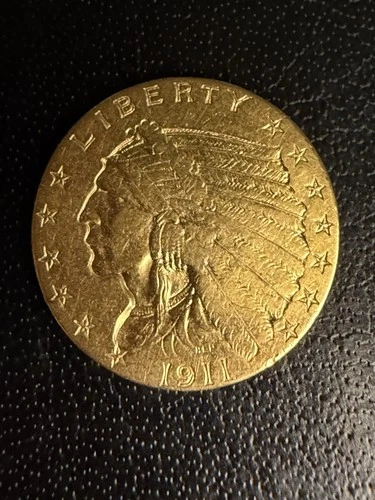 1911 ~ $2.5 Dollar ~ Indian Head ~ Quarter Eagle ~ Gold Bullion Coin