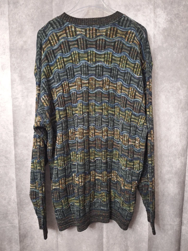 Suéter Vintage Años 90 Tundra Canadá Hombres Talla XL Estilo Coogi Tejido 3D Años 90 Hip Hop Foto 3 de 4