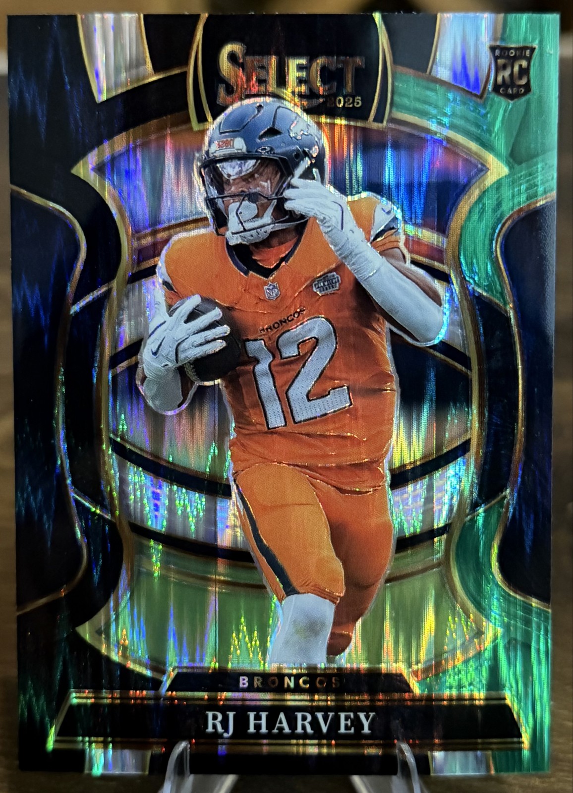 2025 Panini Select - Concourse RJ Harvey #10 Black & Green Shock Prizm (RC)