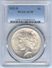 1922-D PEACE SILVER DOLLAR PCGS AU-55