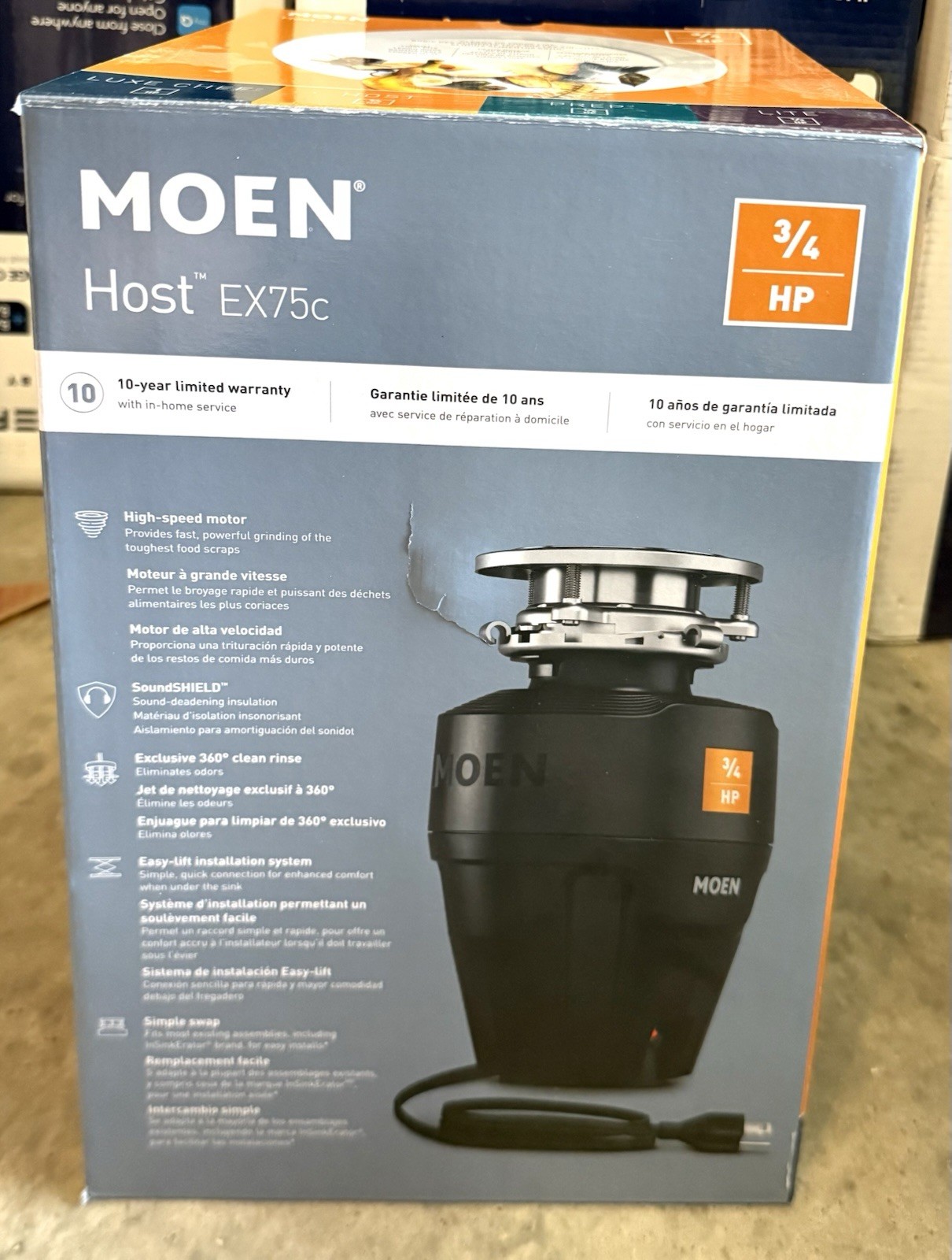 Moen Host EX75C Series 3/4 Horsepower Improved Installation Garbage Disposal NEW