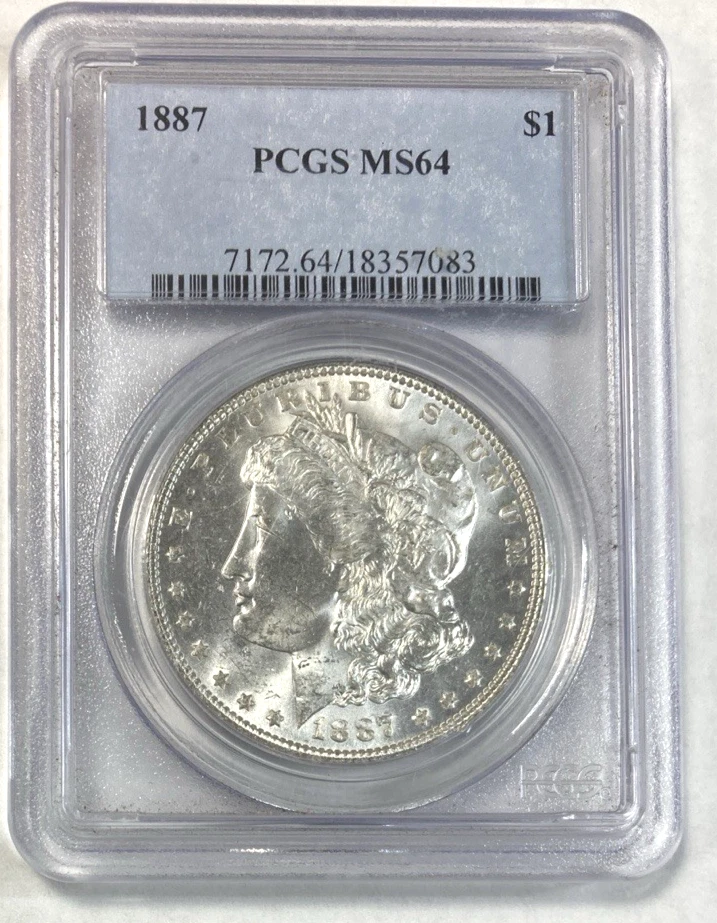1887年 MORGAN SILVER DOLLAR アメリカPCGS MS64 PCGS Certified MS 64 Graded 1887 Year Morgan US Dollars (1878-1921
