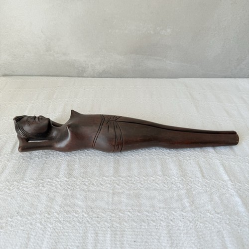 VTG Hand Carved Wood Nude Women Nutcracker Figure Folk Art 13" MCM Tiki Decor - Picture 9 of 12