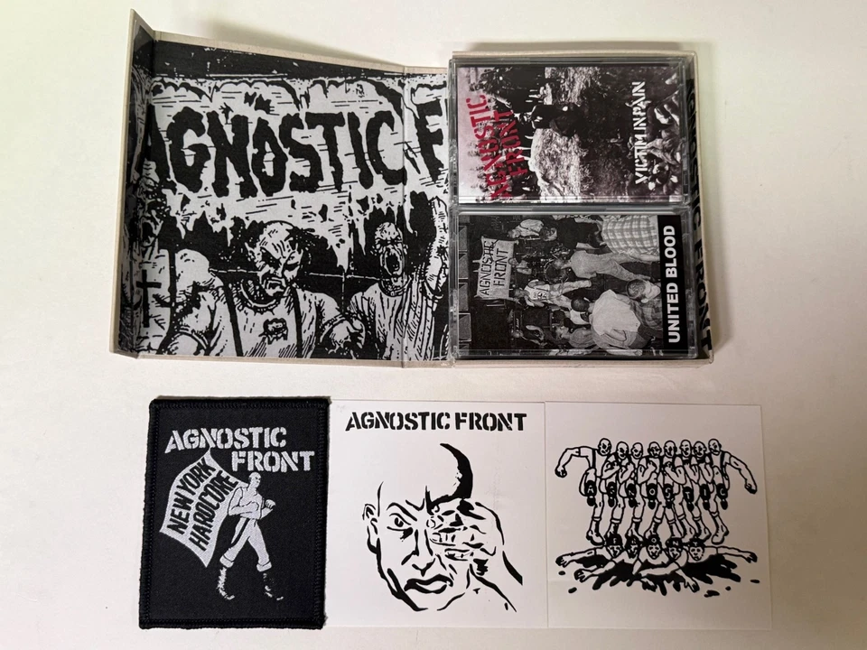 Agnostic Front United Blood Victim in Pain 2x Cassette Box Set w/ Patch Stickers - Image 3 of 3