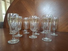 Set Di 12 Bicchieri Libbey Safedge Rose  Classic. Anni 50'. Bordi Dorati.