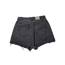 Zana-Di Vintage High Waisted Black Denim Cut Off Shorts Size 14 Faded Raw Hem