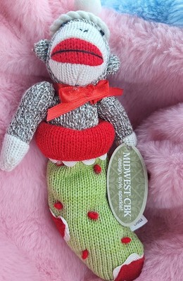 Christmas Sock Monkey Holiday Hat Ornament New Tags Gift Chimp #4