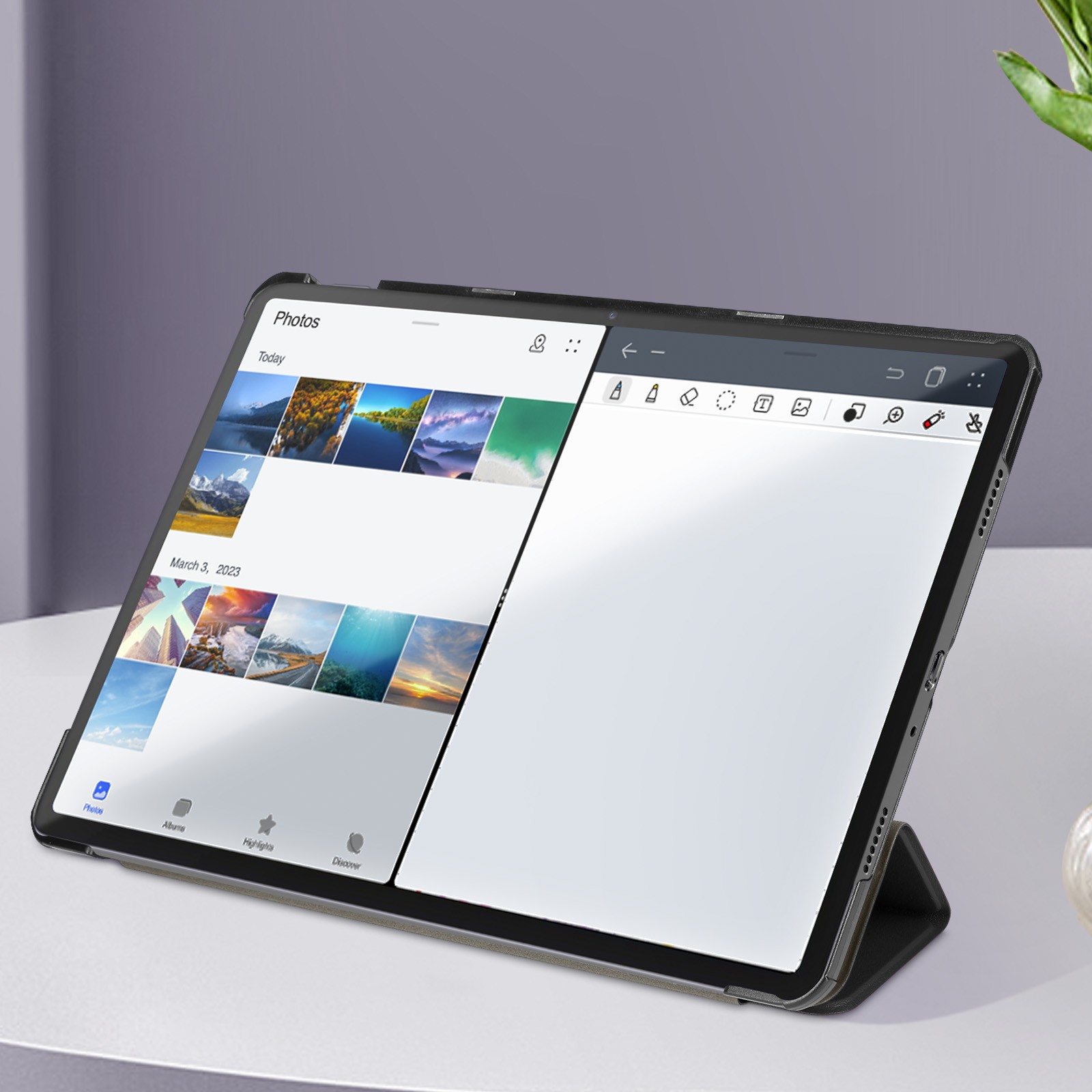 Protection Tab A9 Plus rabattable et clavier azerty sans fil avec support de table intégré