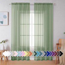 Simplebrand Sage Green Sheer Curtains 90 Inches Long 2 Panels, Light Filtering R