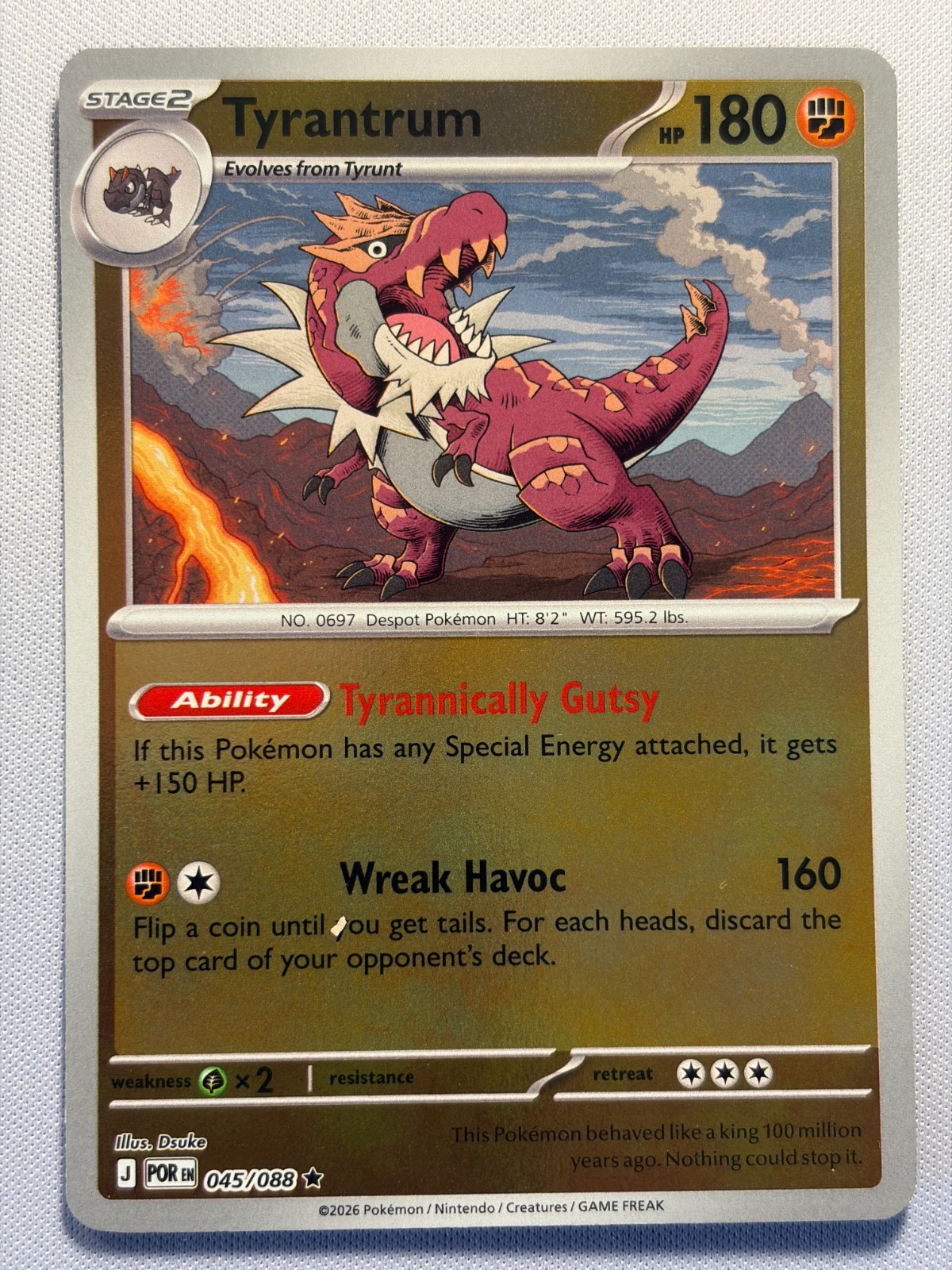2026 POKEMON ME03 PERFECT ORDER: TYRANTRUM 45/88 REVERSE HOLO NM