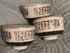 Set of 3 Japanese PORCELAIN TEACUPS Yunomi Japanese Poem Kanji Sencha Gold Trim — photo 1
