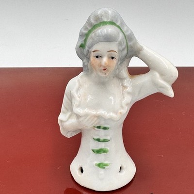Antique Lady Green Headband Porcelain Courtesan Half Doll Figurine Made in Japan