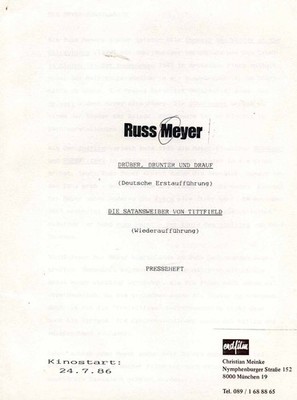 Drüber, drunter und drauf - Russ Meyer - Raven de la Croix - Presseheft