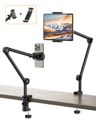 Tablet Stand Holder for Desk with 2 Clamps Flexible Tablet Phone Kindle Stand