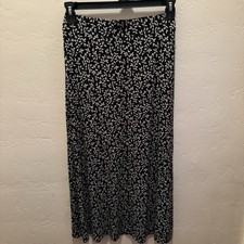 J. Jill Womens Black/White Stretch Rayon Jersey Long Lined Leaf Pattern Skirt XS