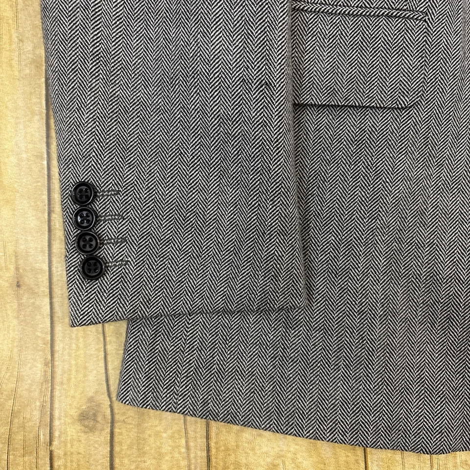 Stafford Mens Blazer Sport Coat 46R Herringbone Merino Wool - Image 2 of 4